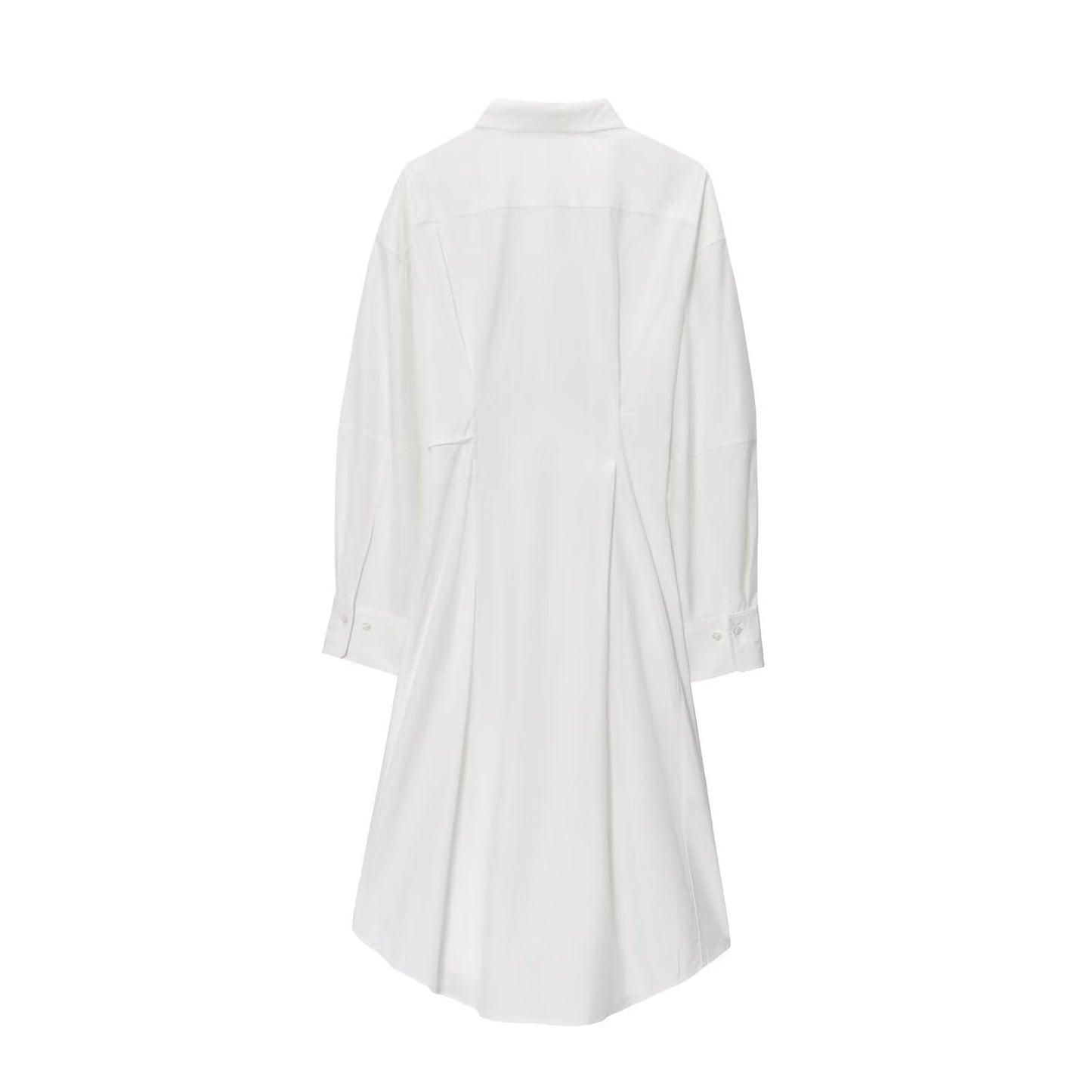 Women's new fashion asymmetrical hem cotton shirt style MIDI dress