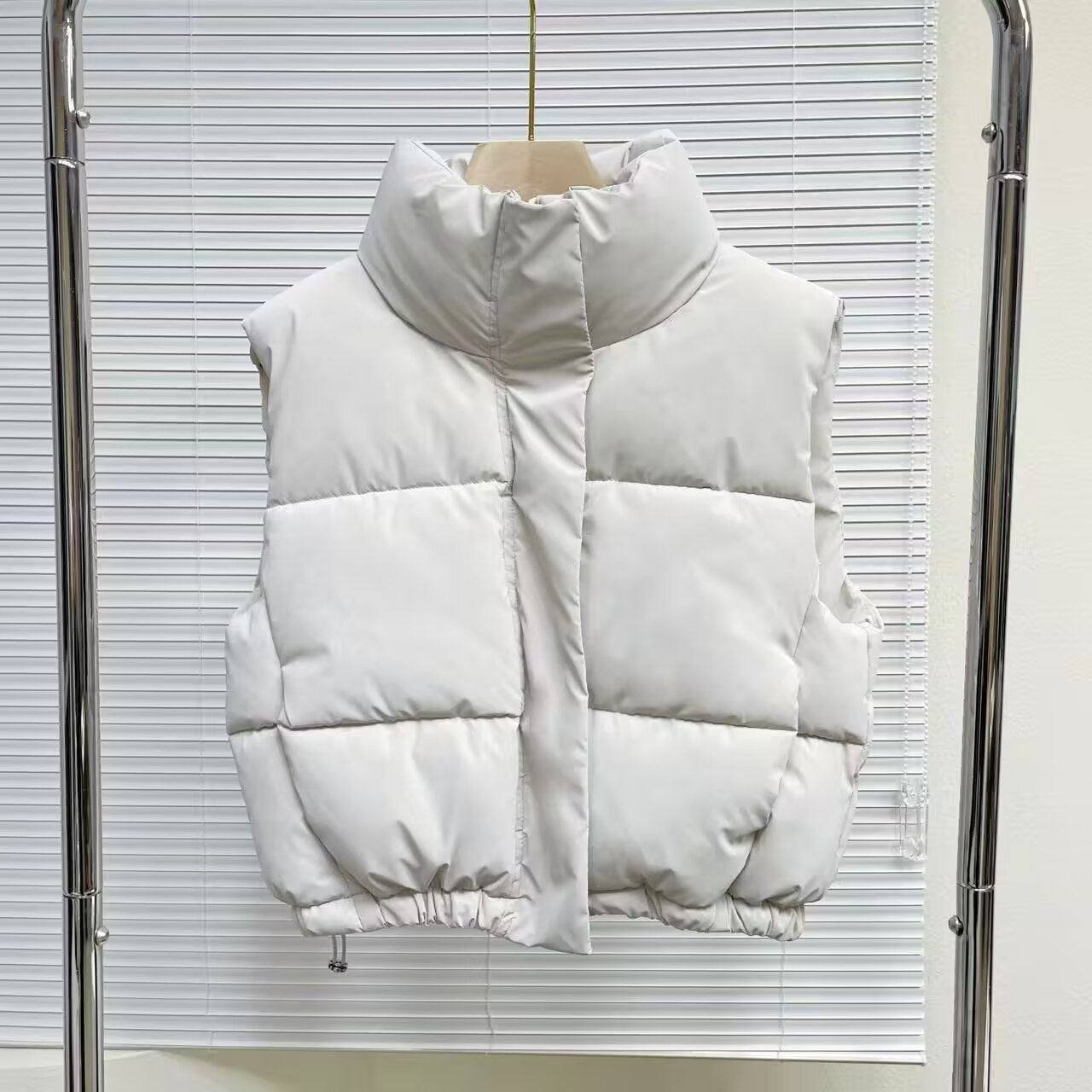 Women's short standing collar sleeveless cotton vest