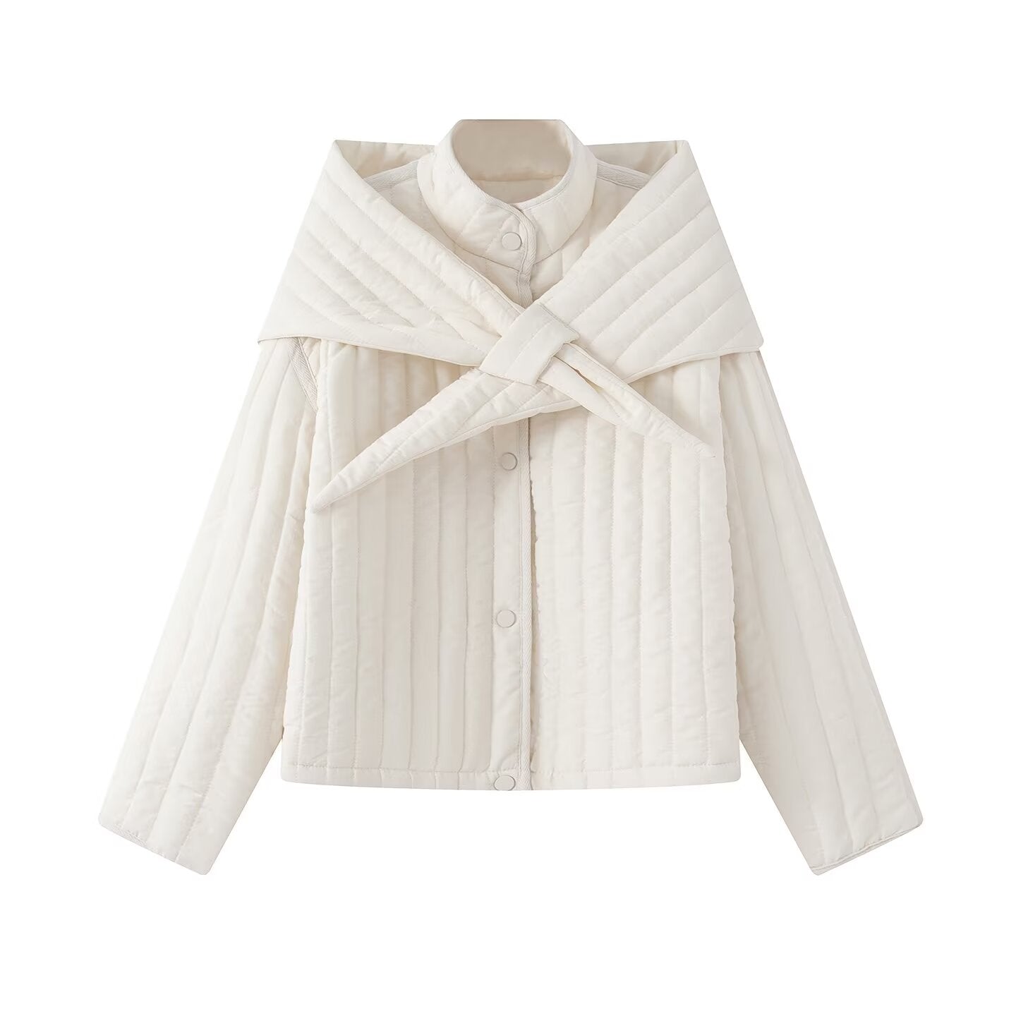 Women's winter New detachable scarf design stand collar cotton Coat