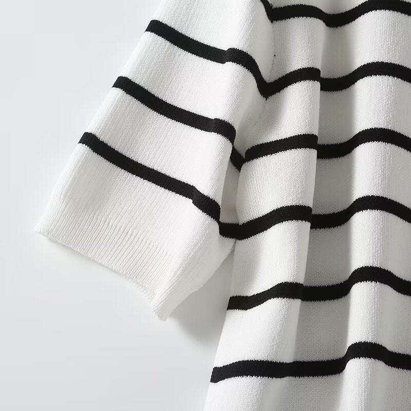 קרדיגן פסים קצר בעיצוב כפתורים לנשים בסגנון סתיו