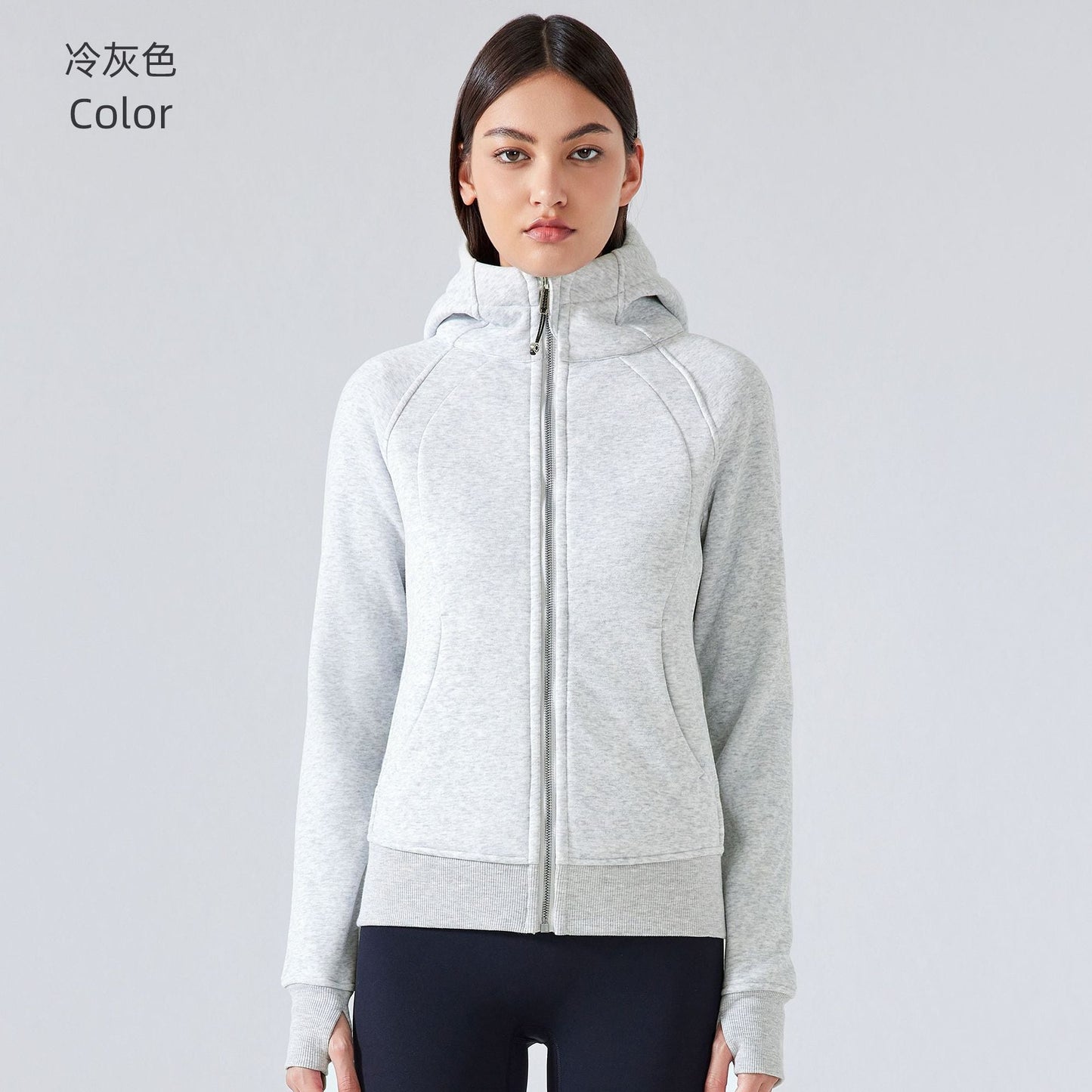 Women's new padded warm hooded coat outdoor fitness sweater yoga jacket