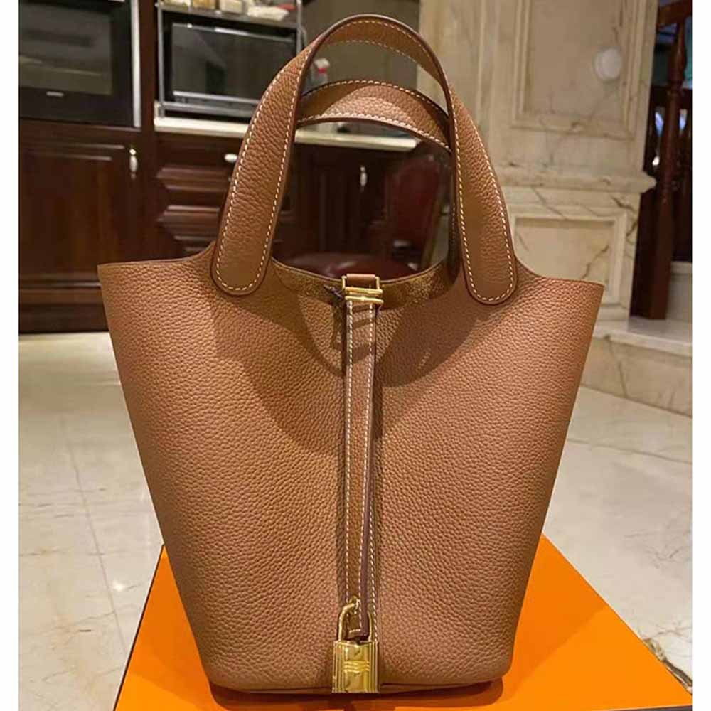 Women's New Casual Fashion Bucket Bag Leather First Leather Portable Shopping Basket Bag