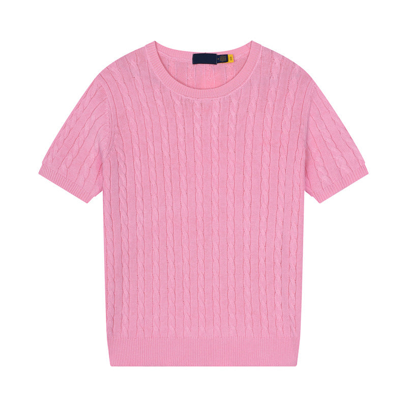 Women's new casual versatile embroidered O-neck short-sleeved T-shirt sweater