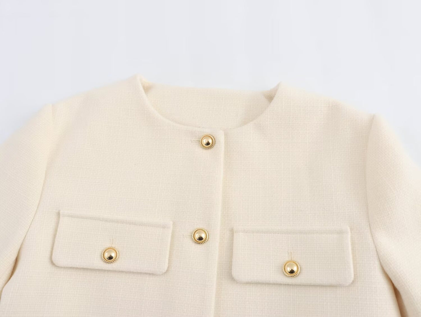 Women's new flip cover decoration short O Neck Blazer Coat