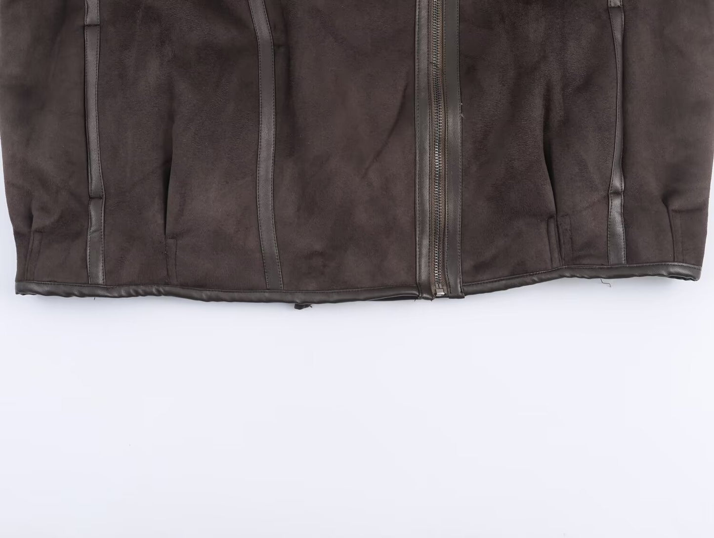 Women's stand collar Fur Faux Leather double-sided jacket Coat