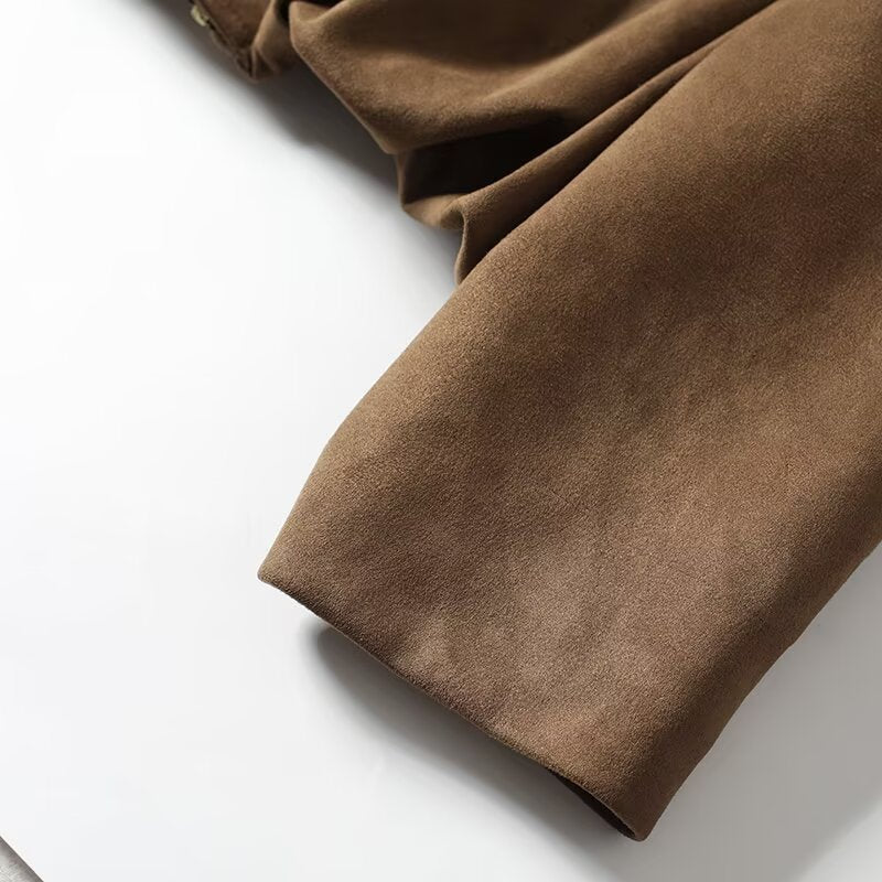 Women's 2025 new fashion loose suede leather texture jacket Coat