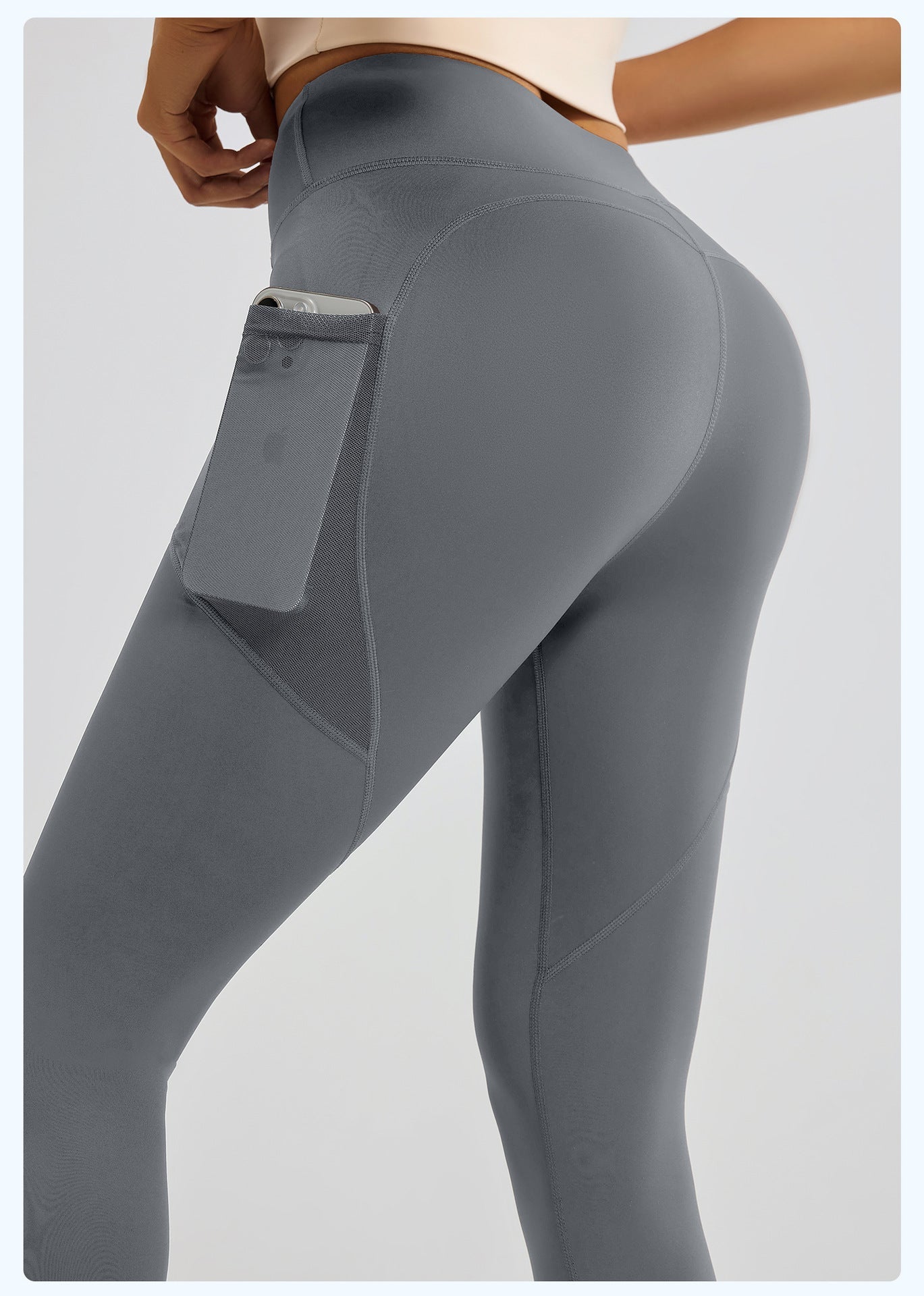 מכנסי ספורט וכושר חדשים לנשים עם רשת מותן גבוה אלסטיות וכיסים צדדיים