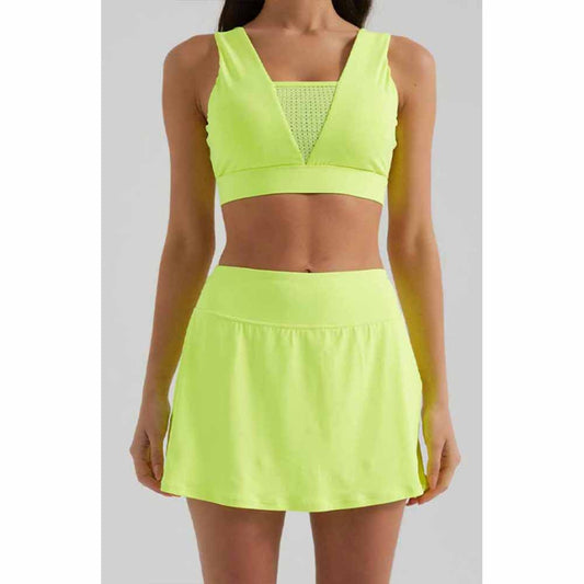 Women's New Joker Sports Suit Yoga Clothing Vest Breathable Exposure-proof High Waist Tennis Yoga Skirt.