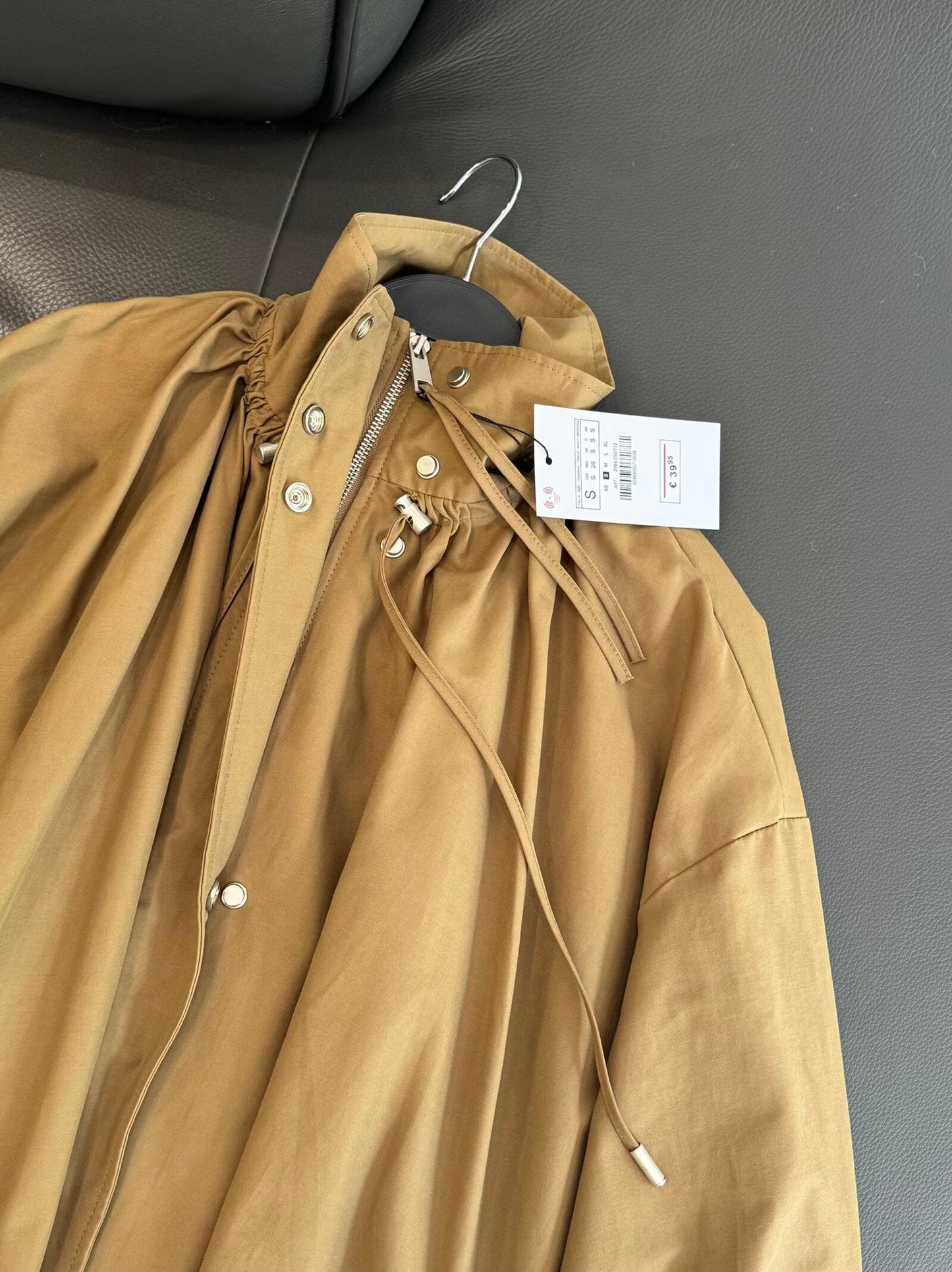 מעיל טיסה קפלים עם צווארון עומד רופף חדש לנשים