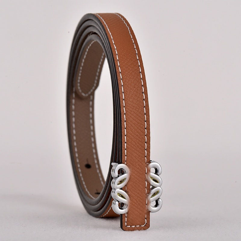 Women's new Joker metal accessories smooth buckle design fashion thin belt belt With a box.