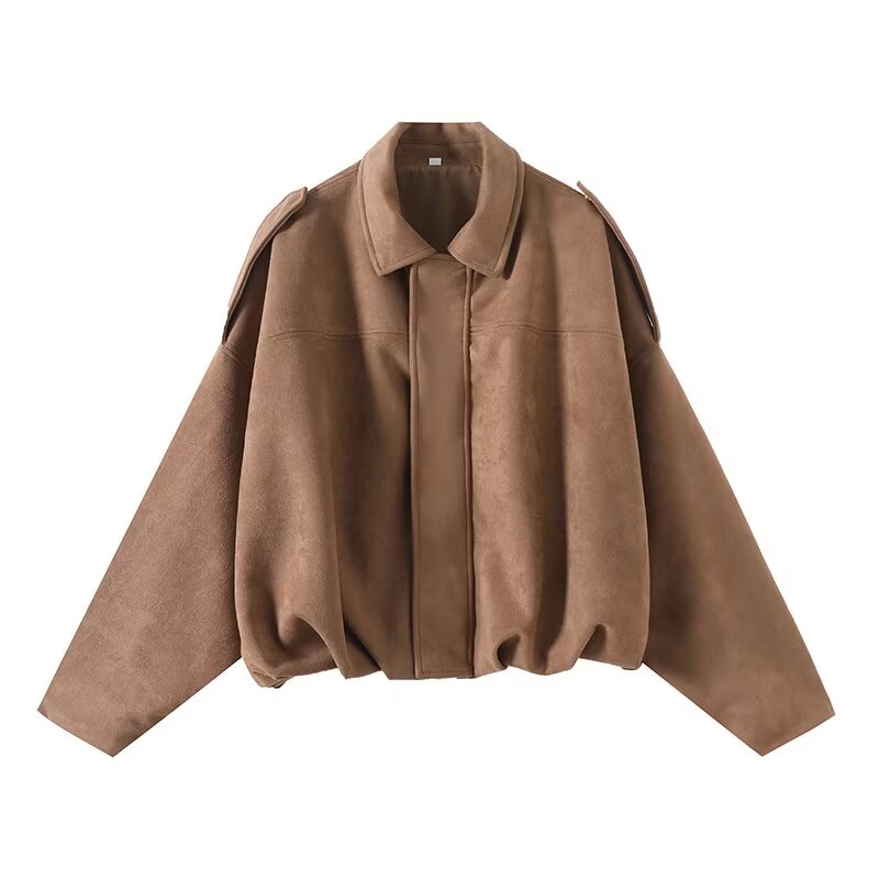 Women's 2025 new fashion loose suede leather texture jacket Coat