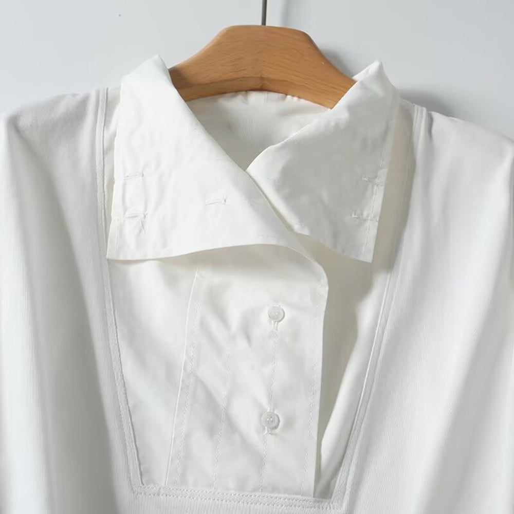 Women's new fashion white high neck nine quarter sleeved shirt