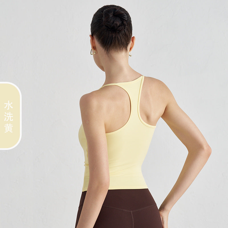 Women's new Joker Naked Vest sports bra with Chest Cushion Tight Slim Yoga Pilates Fitness Breathable Top