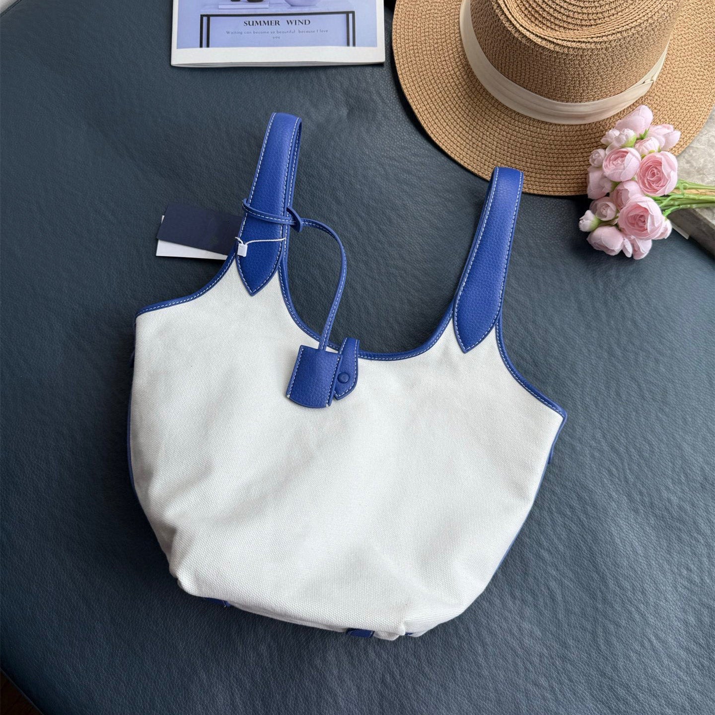 Women's new Joker bucket bag canvas color matching design embroidery crossbody bag