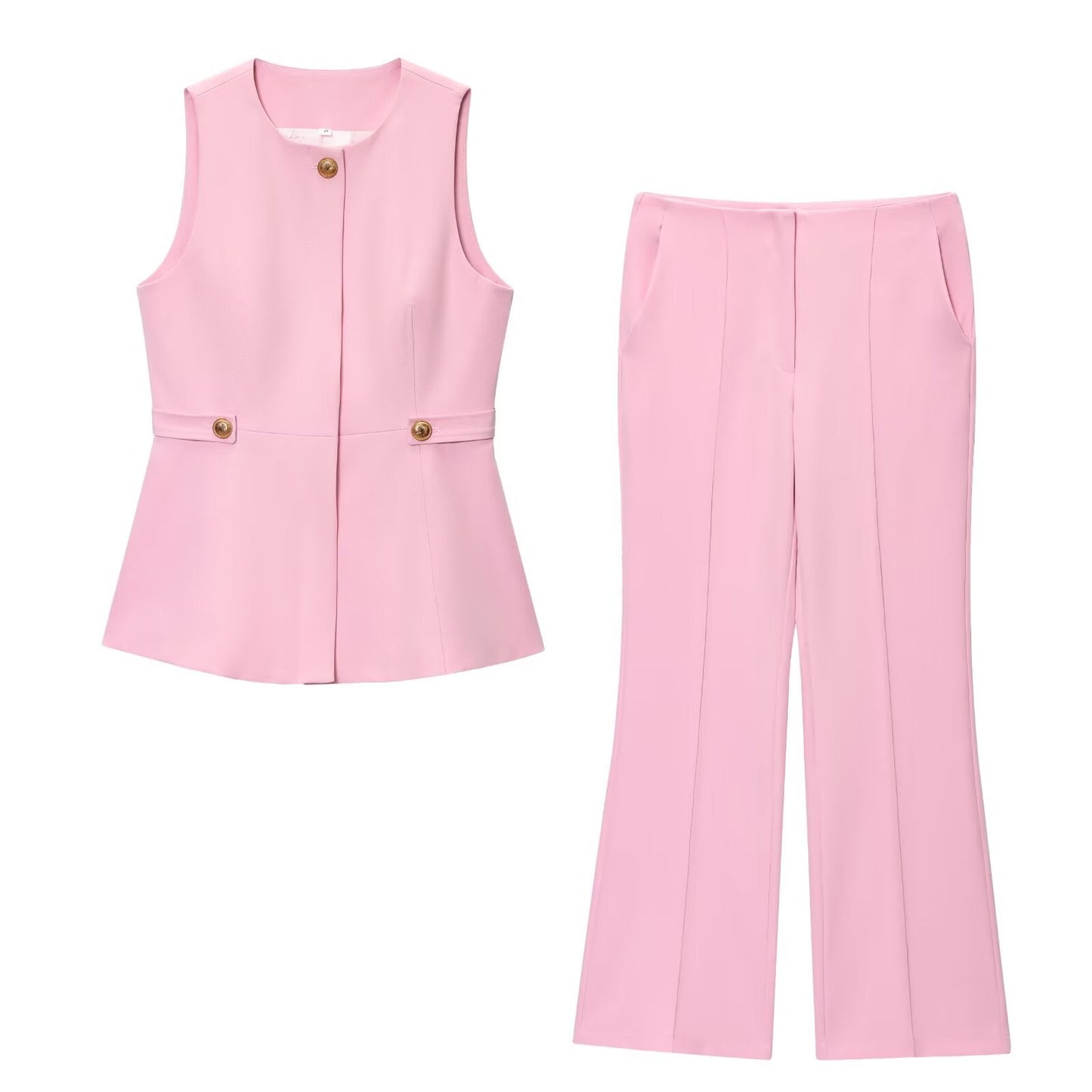 Women's new fashion short skirt style hem O-Neck sleeveless vest+Pants suit