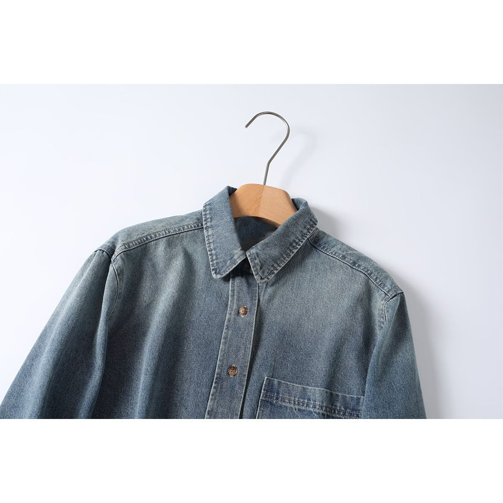 Women's new fashion casual long sleeved Button-up denim shirt
