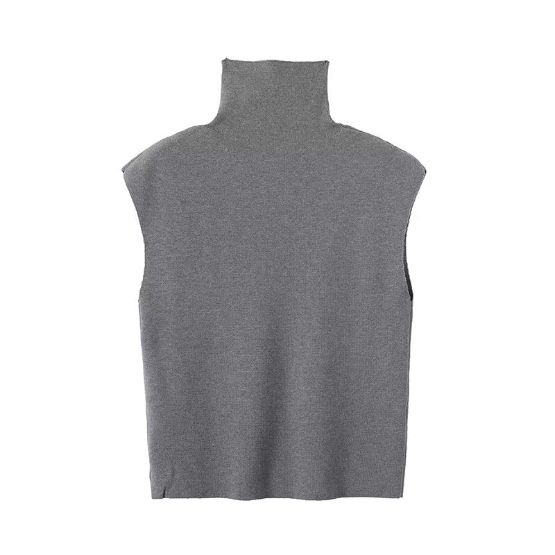 Women's new fashion high neck flying sleeve knitted vest+Skirts suit