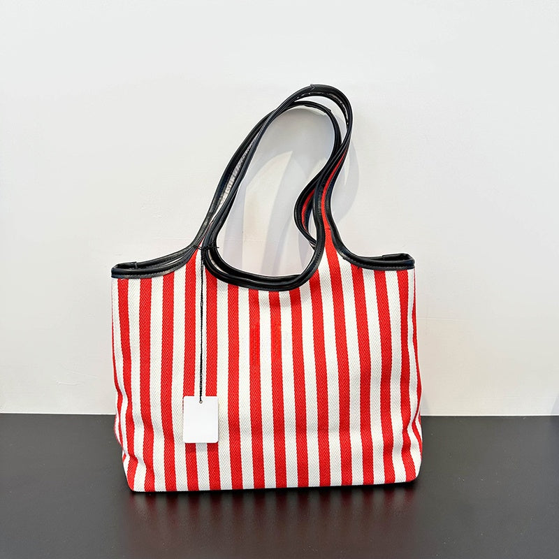 Women's New Fashion Joker Letter Striped Shoulder Bag Handbag Large-capacity Underarm Bag Female Bag