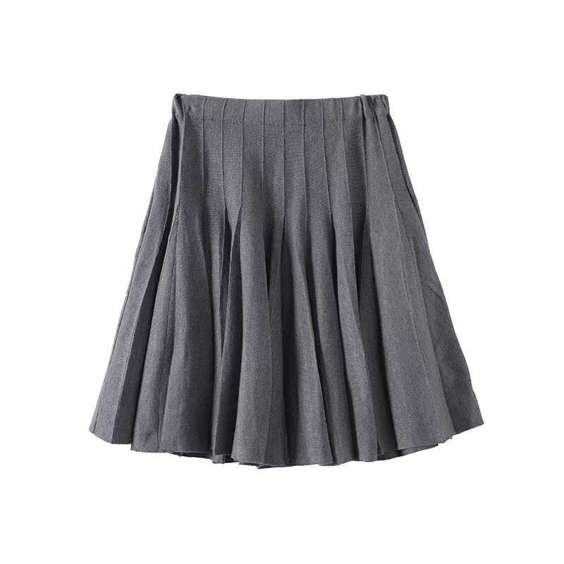 Women's new fashion high neck flying sleeve knitted vest+Skirts suit