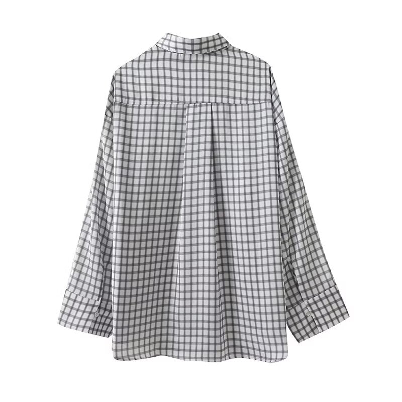 Women's new fashion long sleeved checkered shirt