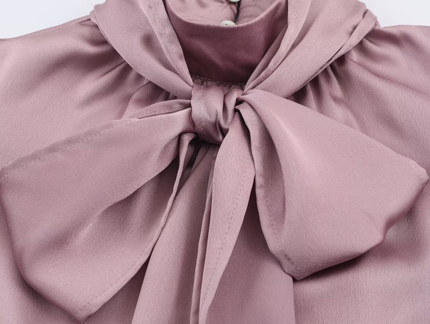 Women's new fashion bow decoration casual satin texture shirt