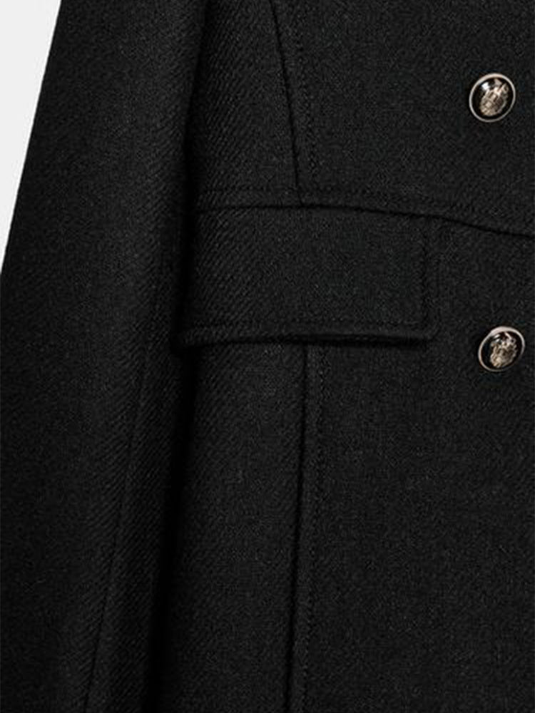 Women's new fashion warm double breasted wool blended coat jacket