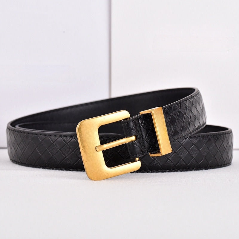 Women's New Fashion Joker Pin Buckle Hollow Letter Design Belt Belt With a box