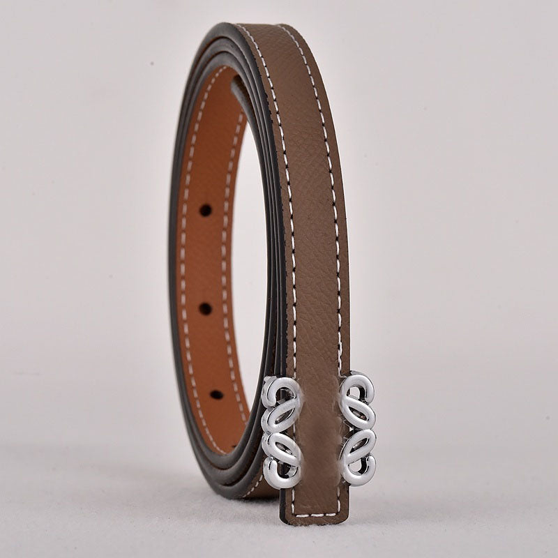 Women's new Joker metal accessories smooth buckle design fashion thin belt belt With a box.