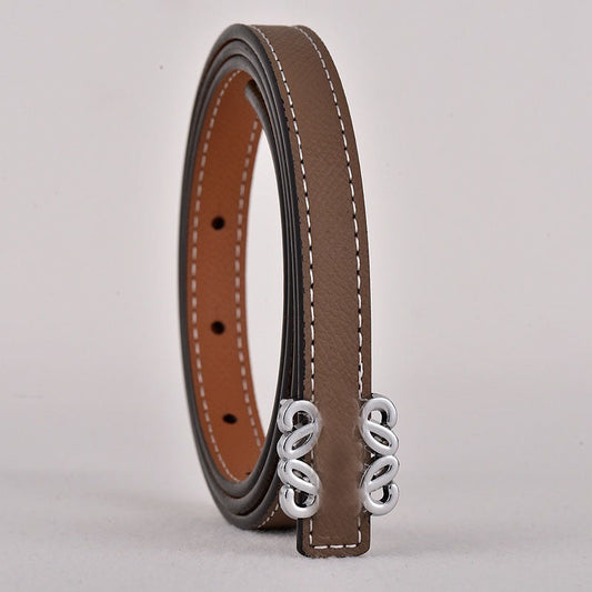 Women's new Joker metal accessories smooth buckle design fashion thin belt belt With a box.