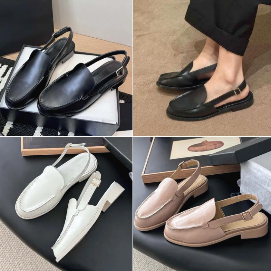 Women's new fashion Joker leather British style flat-bottomed lazy loafers shoes small leather shoes have a shoe box