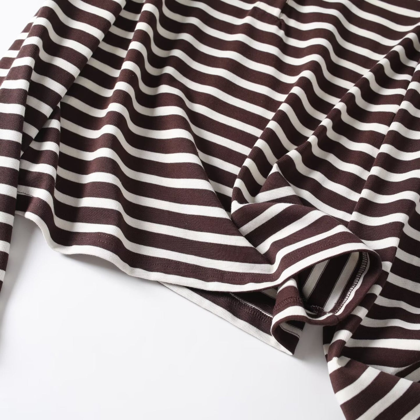 Women's new fashion long sleeved cotton striped knitted top