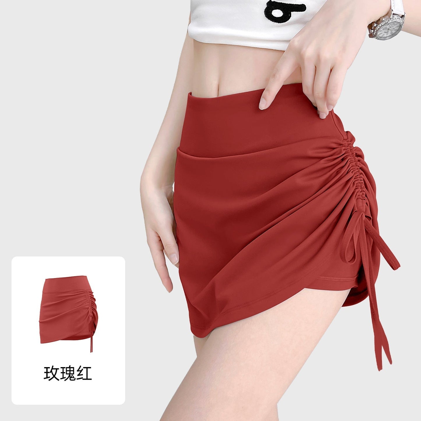 חצאית קצרה חדשה נגד קמטים ומכנסי יוגה כושר ריצה מלאכותיים לנשים מדגם LU 