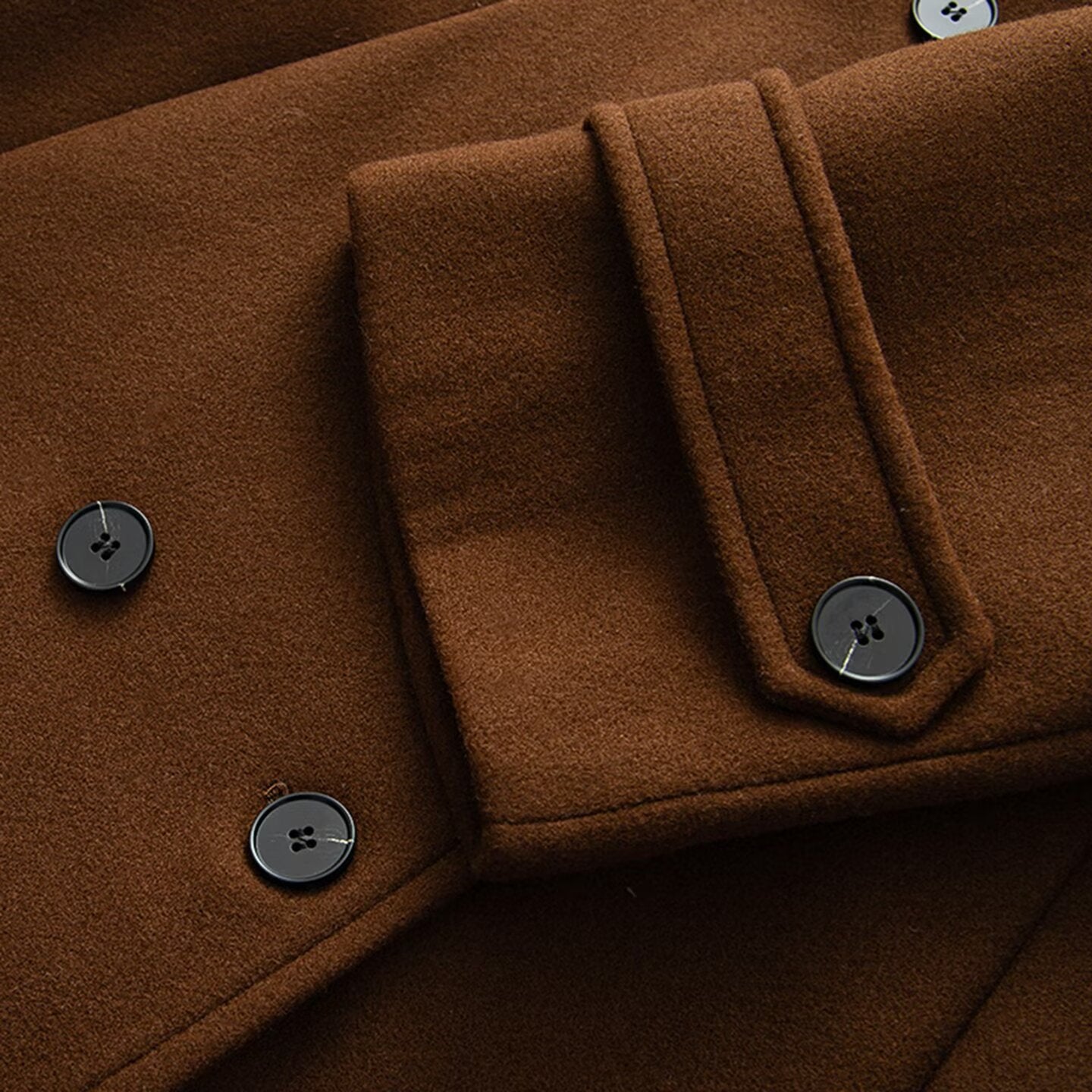 Women's with Belt long style double breasted woolen coat