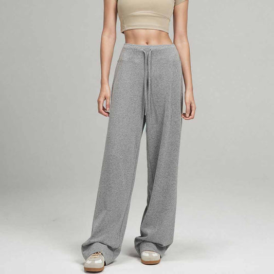 Women's new fashion Joker loose soft waxy shake pants women's autumn knitted comfortable wide-leg casual pants.