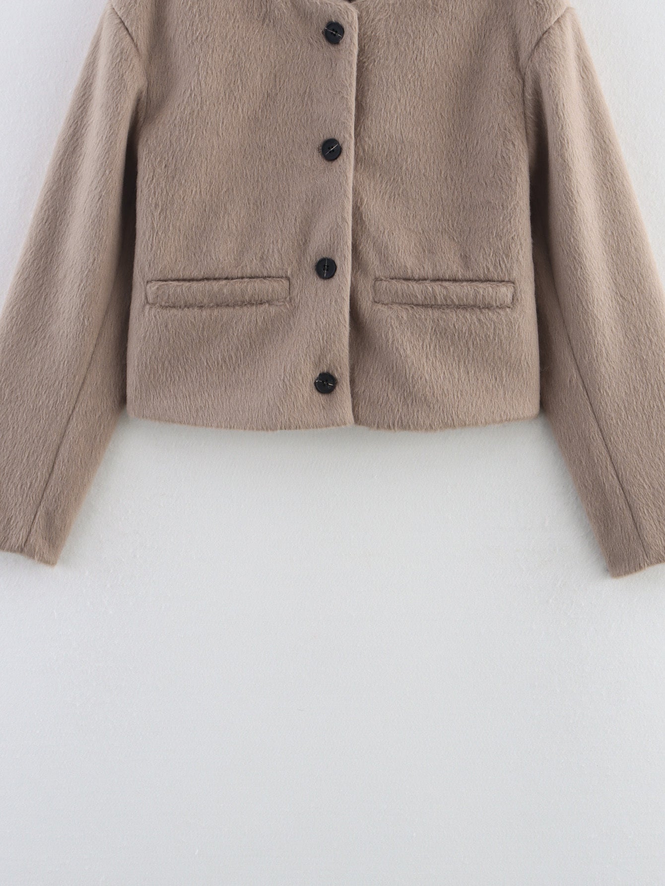 Women's short round neck wool blend Coat