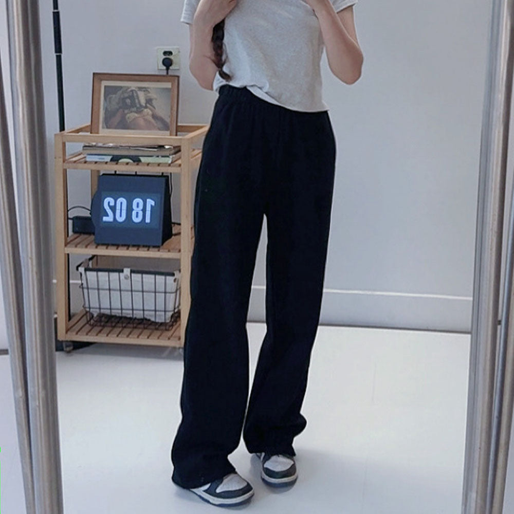 Women's new casual Joker drawstring design loose plus velvet straight pants