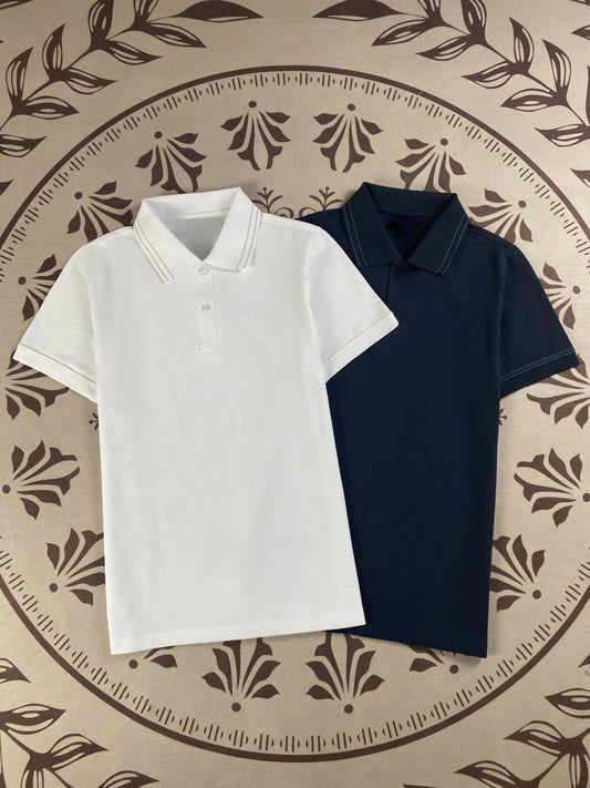 Men's Cotton POLO Shirt Embroidered with Color Collar Shirt