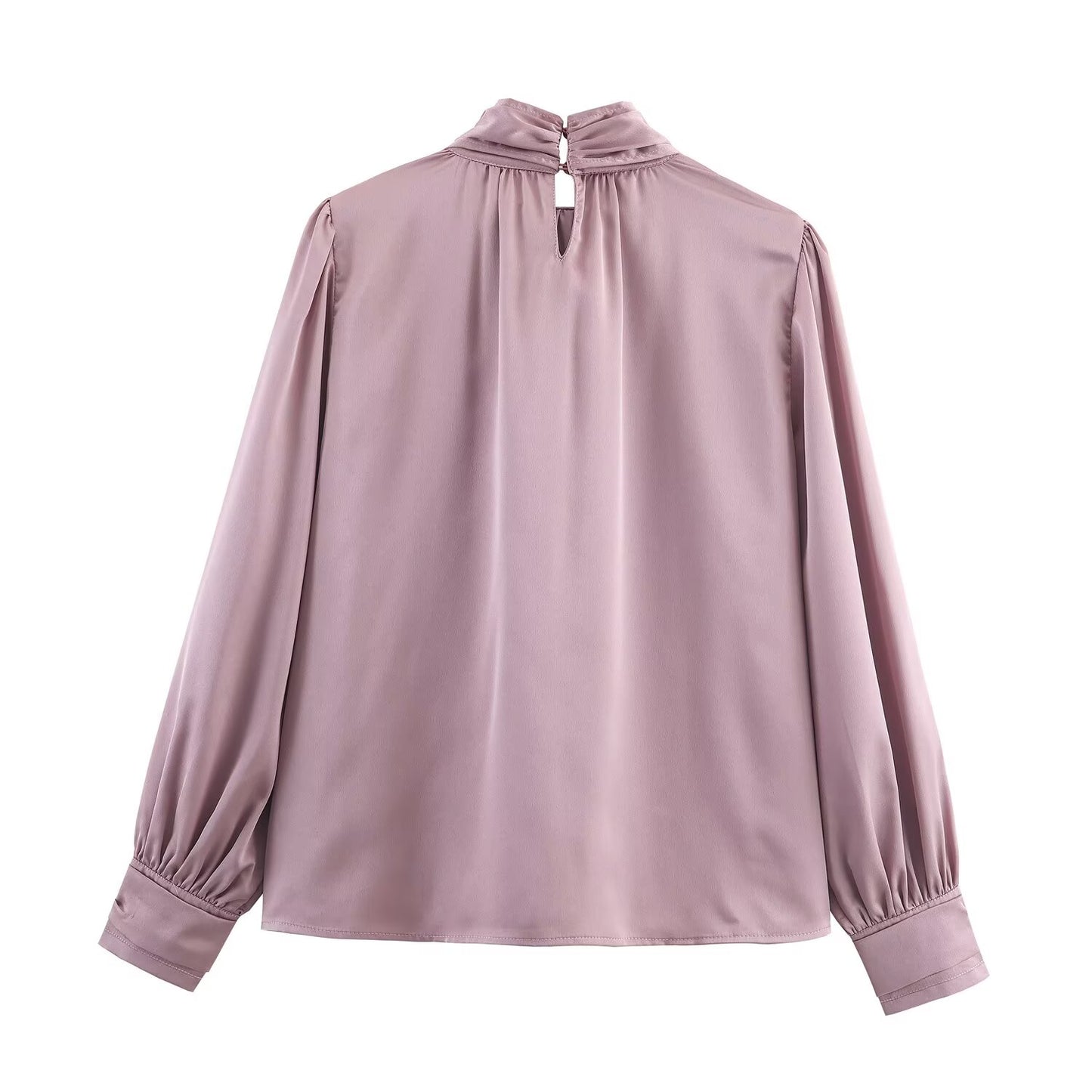 Women's new fashion bow decoration casual satin texture shirt