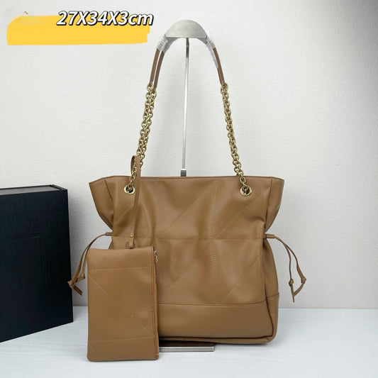 Women's New Fashion Joker Large Capacity Metal Chain Shoulder Strap with Wallet Shoulder Bag.