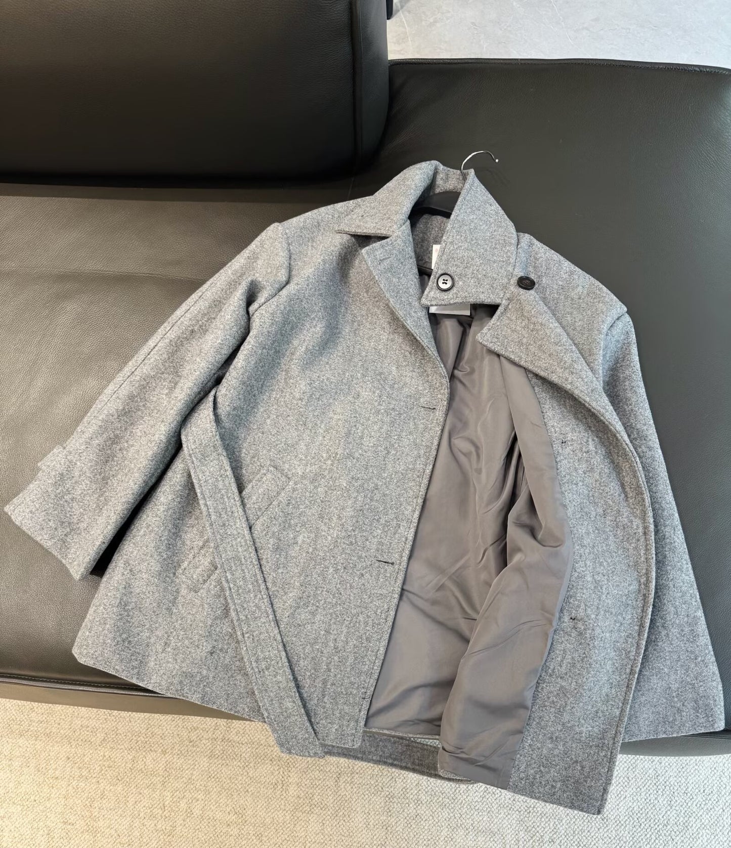 Women's New With Belt Double layered collar Soft Texture Coat