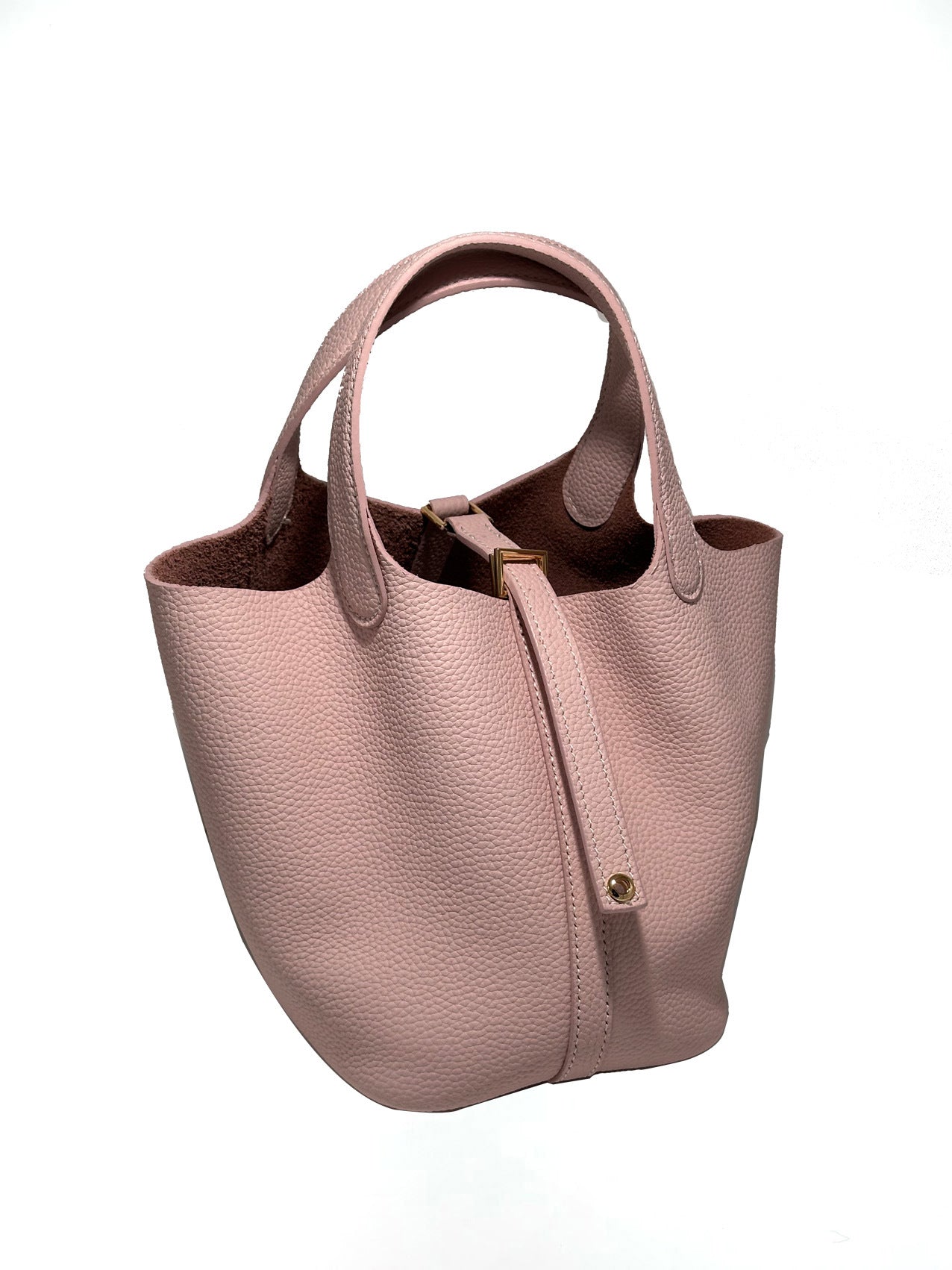Women's New Casual Fashion Bucket Bag Leather First Leather Portable Shopping Basket Bag