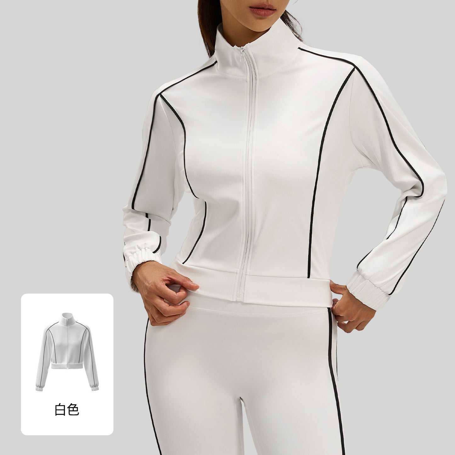 New women's loose-fitting color-blocked sports jacket