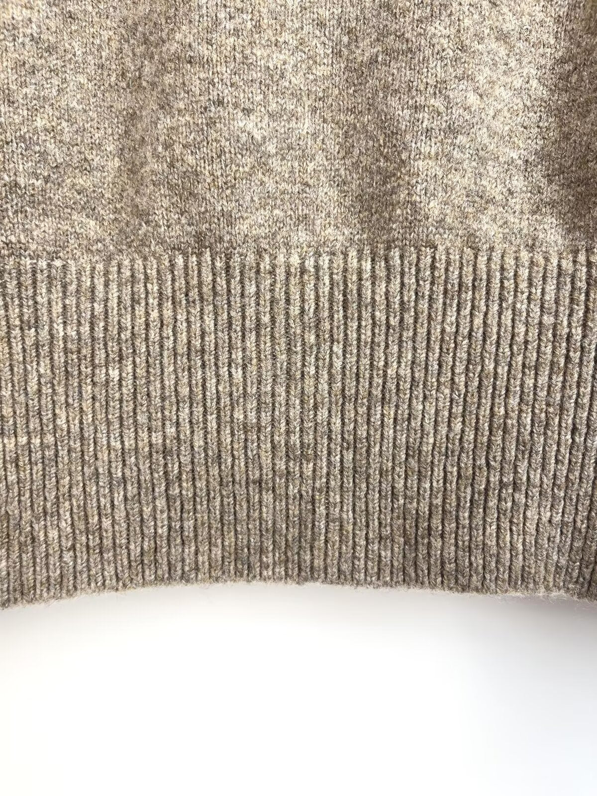 קרדיגן סרוג קצר עם צווארון O ושרוולים ארוכים לנשים