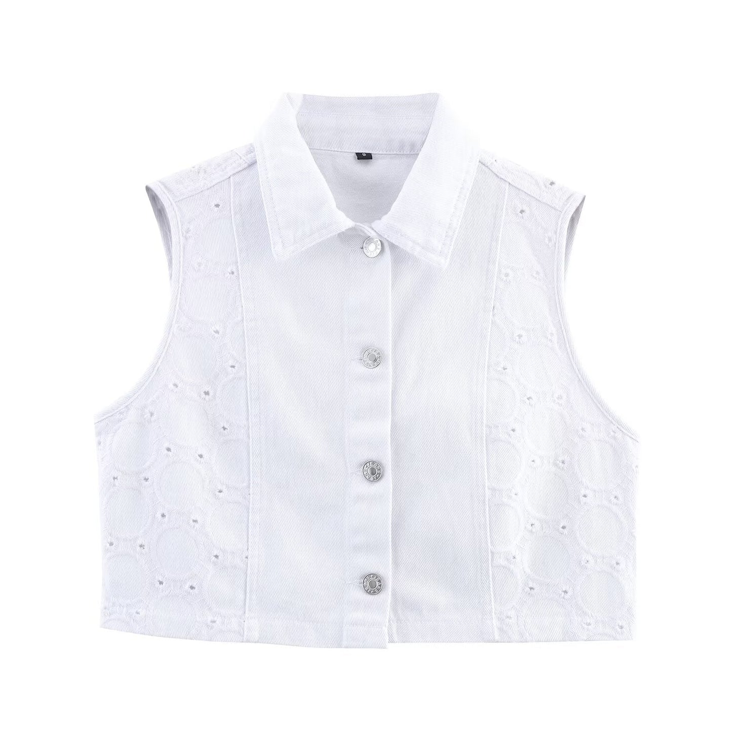 Women's new fashion hollow embroidery short lapel vest+Jeans suit+Shorts suit