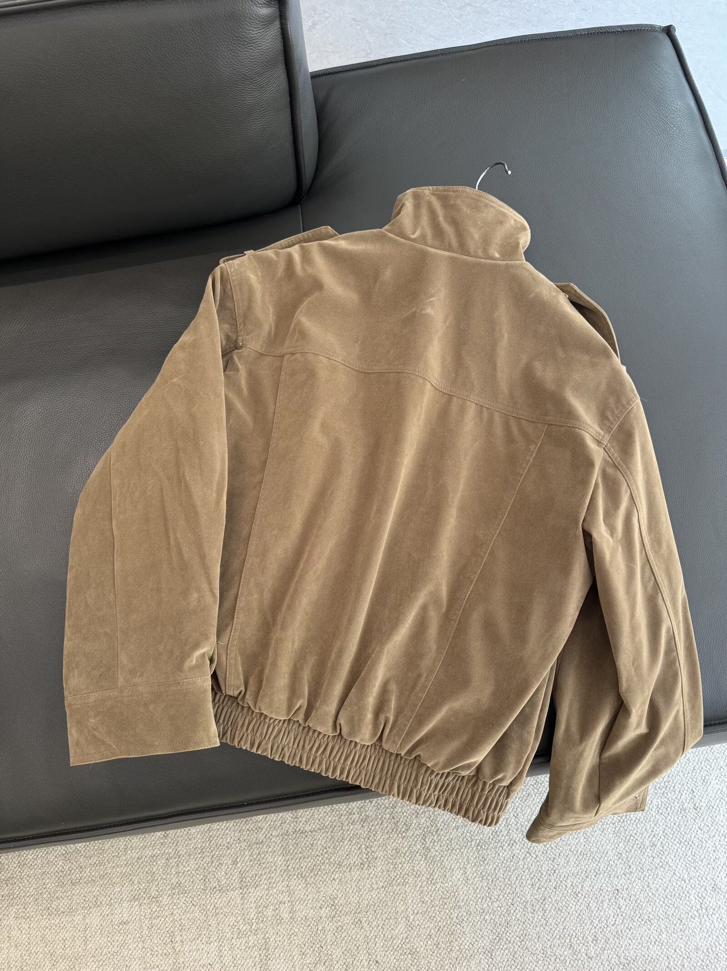 מעיל צווארון עומד מעור זמש מזדמן חדש לנשים