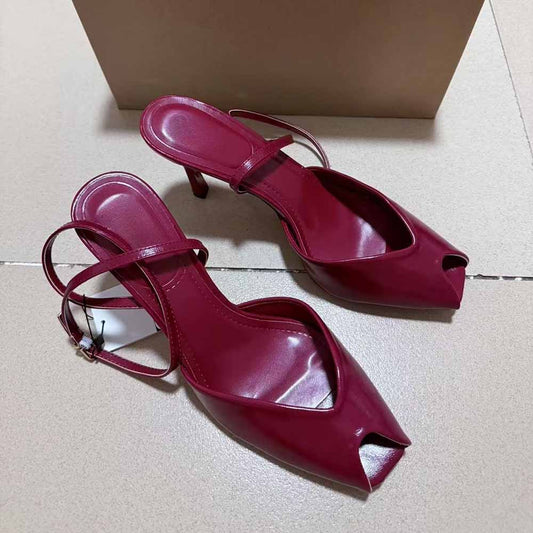 Women's New Fashion Joker Fish Mouth Woman's Head Temperament Mary Jane Shoes Commuter Stilettos.