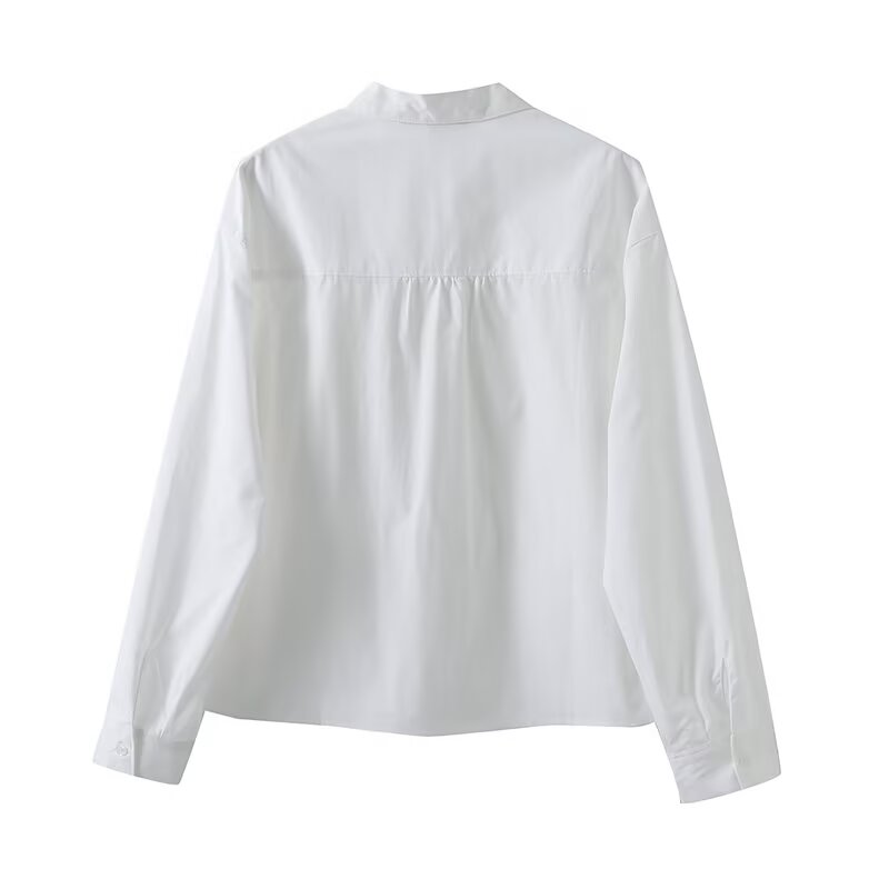 Women's new fashion Interior style patchwork short long sleeved shirt