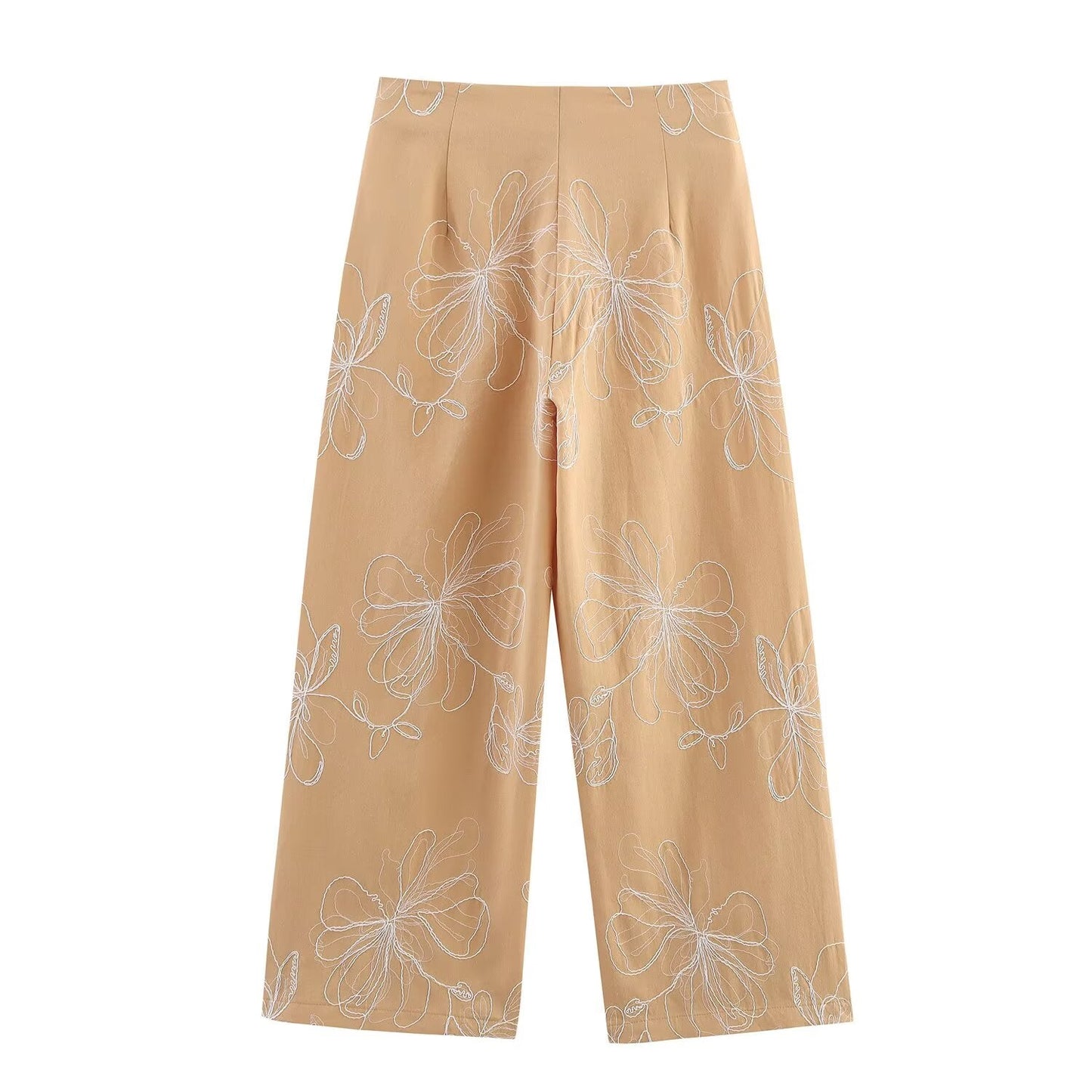 Women's new fashion floral embroidery bow suspender top+Pants suit