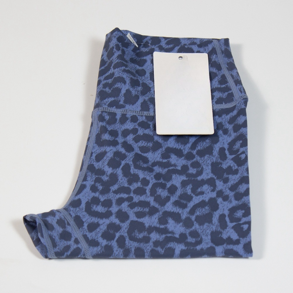 LU women's new Leopard-print skinny nude fitness training pants