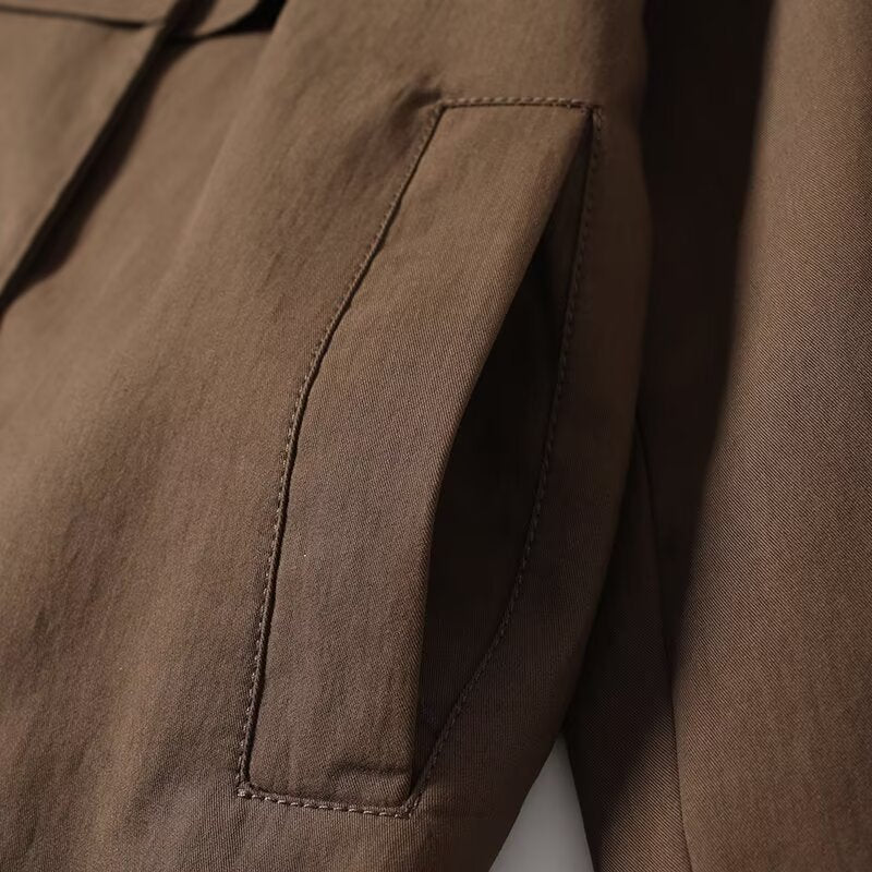 Women's New Fashion With Belt Short Double breasted lapel Coat